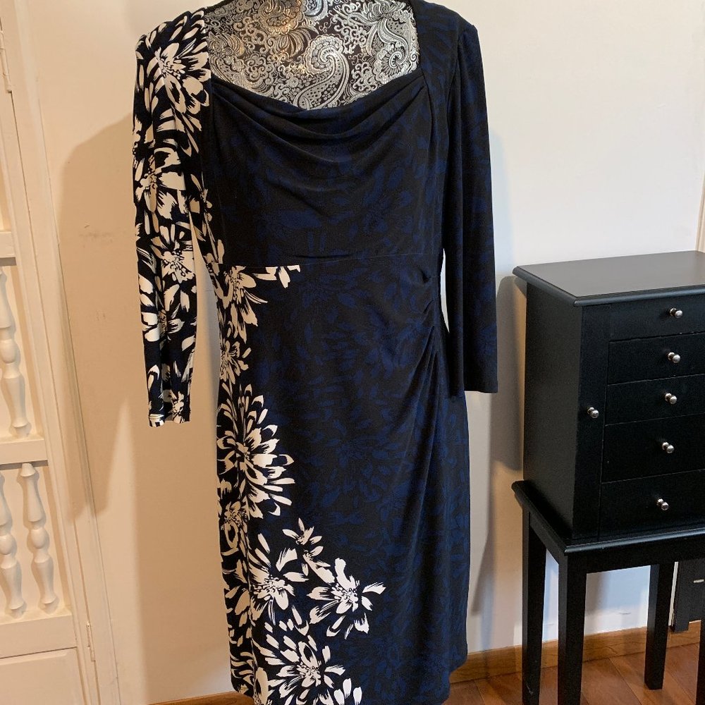 Blue Black and White Anne Klein Dress